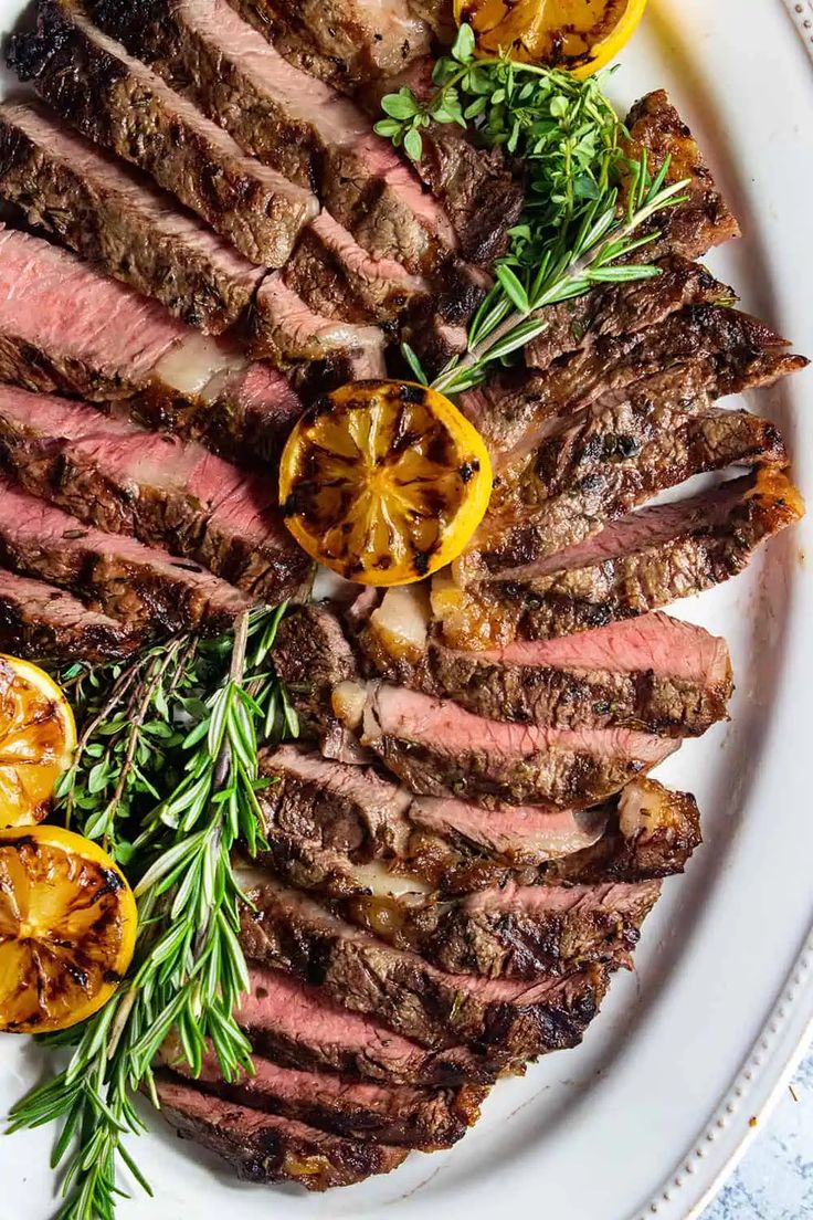 Wood-grilled steak with charred lemon